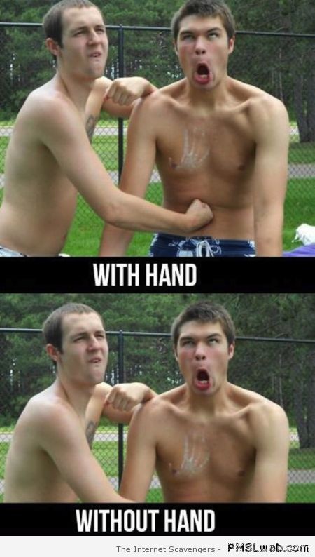 With hand and without hand meme at PMSLweb.com