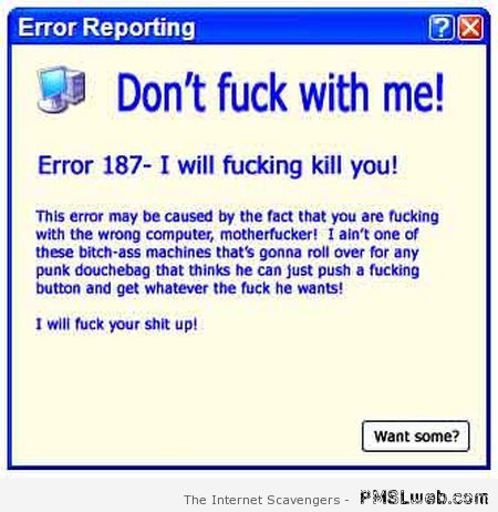 Windows error reporting humor at PMSLweb.com