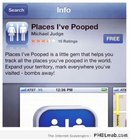 Places I’ve pooped iPhone app at PMSLweb.com