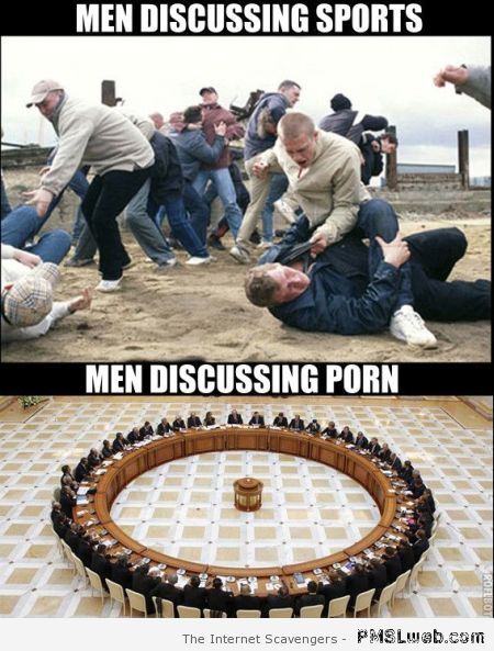 Men discussing sports versus men discussing porn at PMSLweb.com