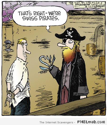 Swiss pirates cartoon at PMSLweb.com