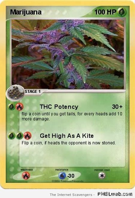 Pokemon marijuana card – Procrastination humor at PMSLweb.com
