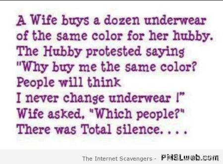Wife and husband underwear joke at PMSLweb.com