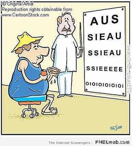 Aussie eye chart cartoon at PMSLweb.com