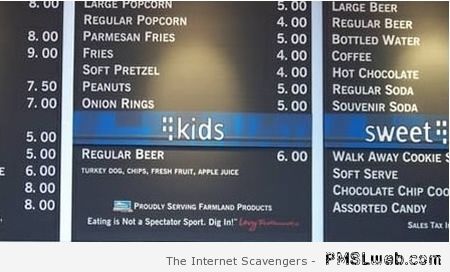Kids menu fail at PMSLweb.com