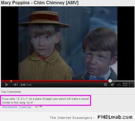 Youtube funny mary poppins comment at PMSLweb.com