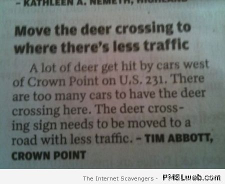 Deer crossing fail at PMSLweb.com