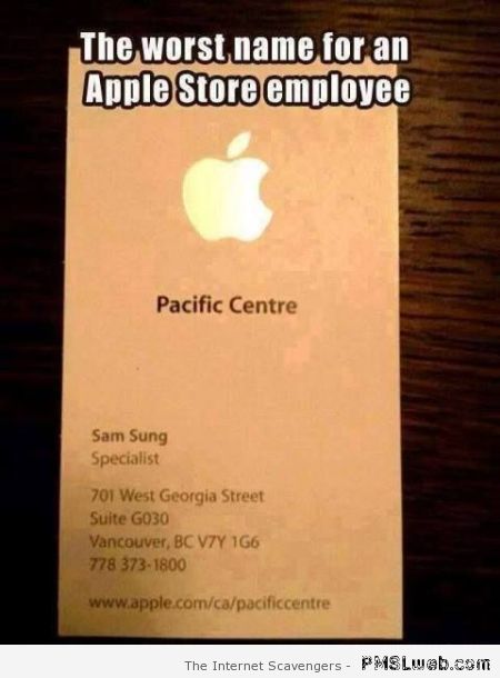 The worst name for an apple store employee at PMSLweb.com