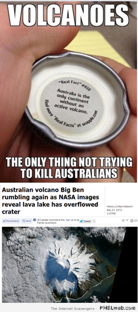 Volcanoes Aussie humor at PMSLweb.com