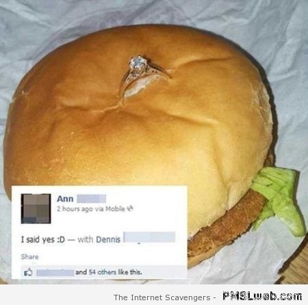 Hamburger wedding proposal at PMSLweb.com