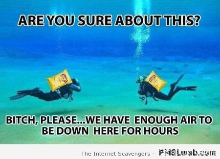 Divers with Lays chips packets meme at PMSLweb.com