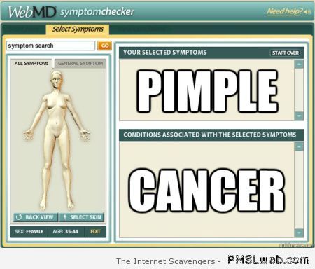 Web MD pimple means cancer at PMSLweb.com