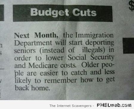 Budget cuts humor – Thursday lolz at PMSLweb.com