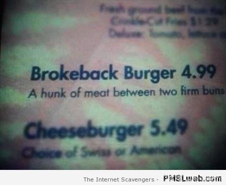 Brokeback burger at PMSLweb.com