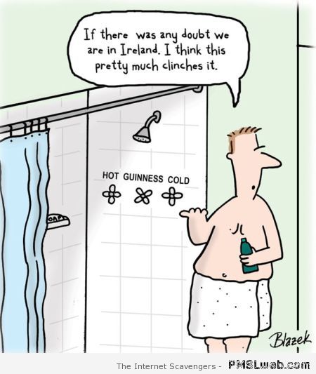 Funny Irish shower cartoon at PMSLweb.com