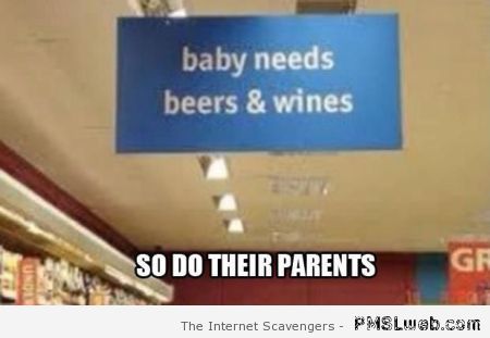 Funny supermarket baby needs sign at PMSLweb.com