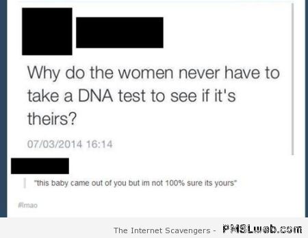 DNA test for women funny comment at PMSLweb.com
