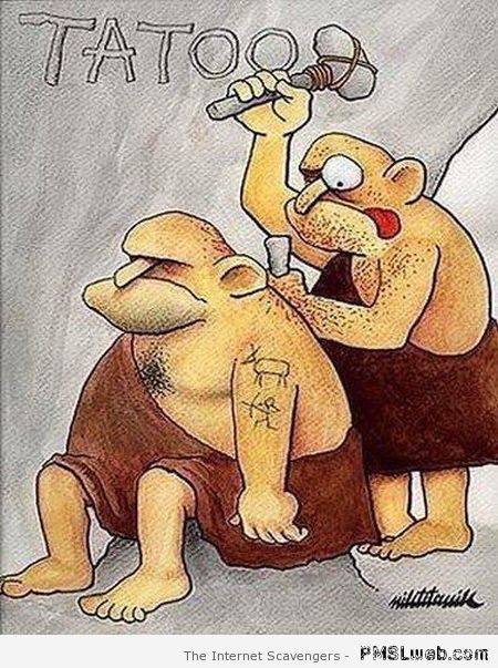 Prehistoric tattoo cartoon at PMSLweb.com