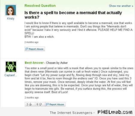 Mermaid spell funny yahoo answers at PMSLweb.com
