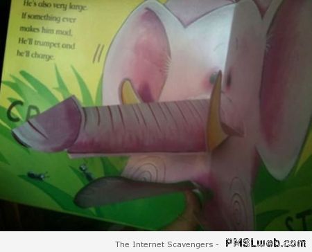 Funny pop-up elephant book page at PMSLweb.com