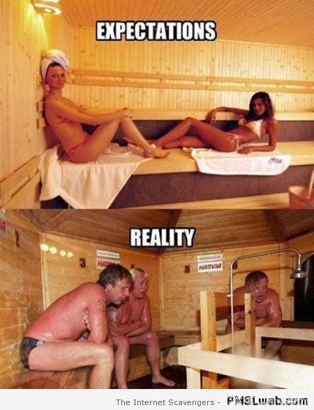 Sauna expectations versus reality at PMSLweb.com