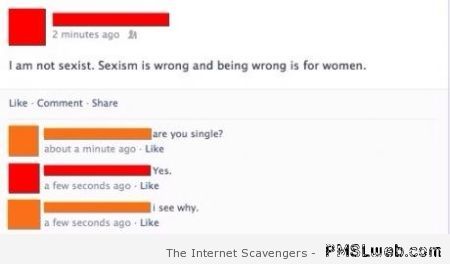 Facebook sexism funny comment at PMSLweb.com
