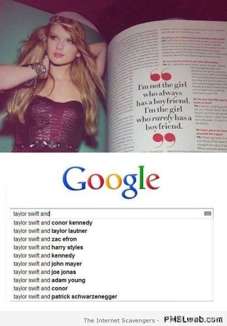Taylor Swift google humor at PMSLweb.com