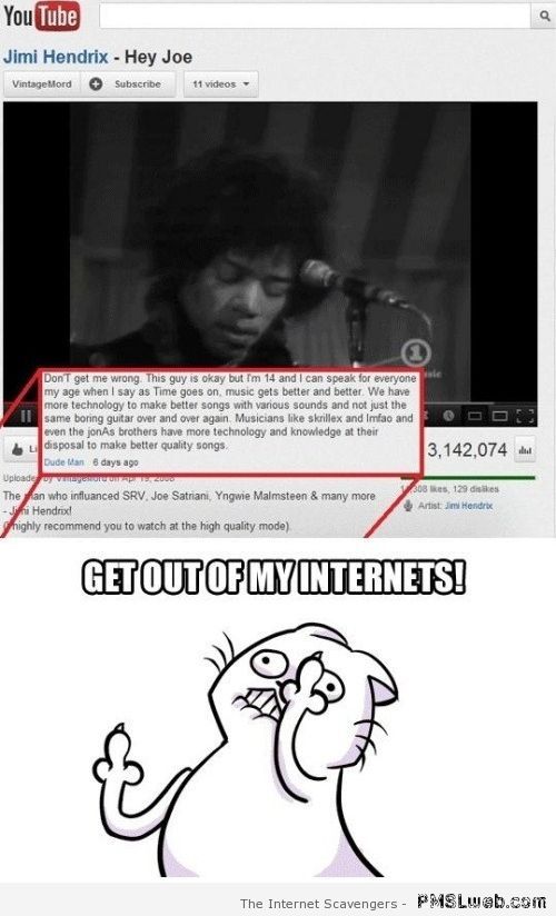 Jimi Hendrix Hey Joe Youtube funny at PMSLweb.com