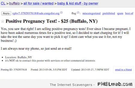 Craigslist pregnancy fail – Fun  pics at PMSLweb.com