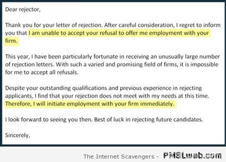 Funny rejection message at PMSLweb.com