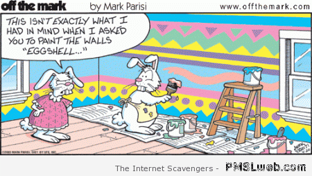 Eggshell color funny Easter cartoon at PMSLweb.com