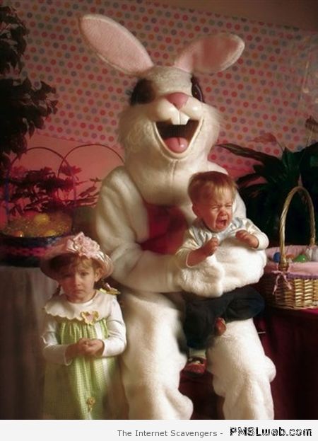 Easter Bunny with kids photo fail – Easter funnies at PMSLweb.com