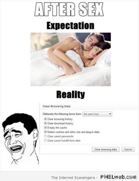 After sex expectation versus reality at PMSLweb.com