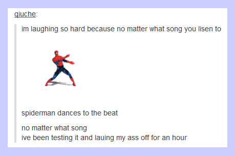 Spiderman dancing humor at PMSLweb.com