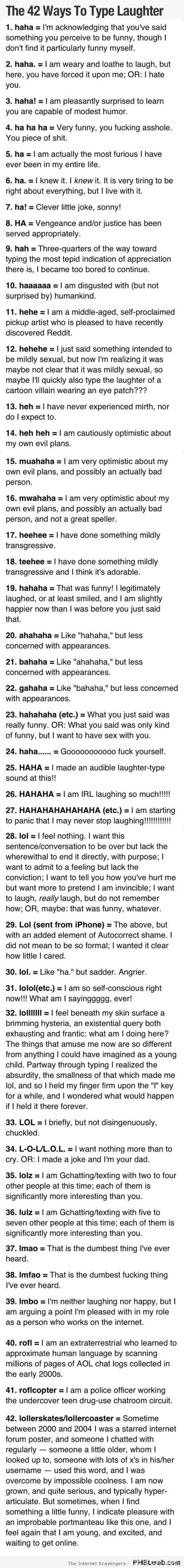 Different types of laughter online at PMSLweb.com