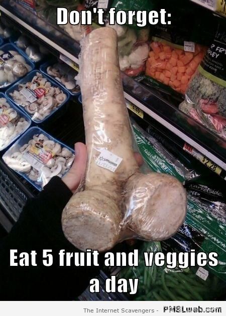 Eat 5 fruit and veggies a day funny at PMSLweb.com