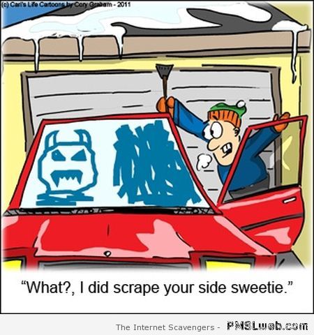 Husband scraping car funny at PMSLweb.com