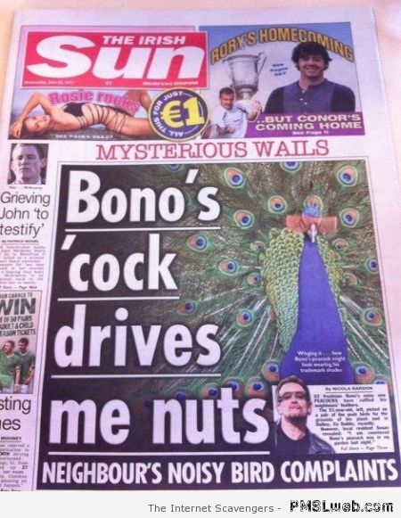 Bono’s cock drives me nuts – Silly Hump day at PMSLweb.com