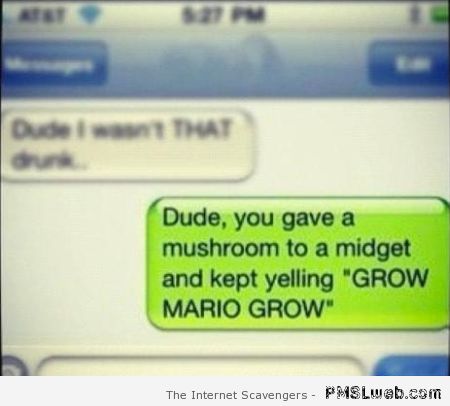 You gave a mushroom to a midget iPhone funny at PMSLweb.com