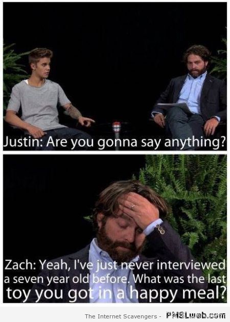 Zach Galifianakis interviews Justin Bieber at PMSLweb.com