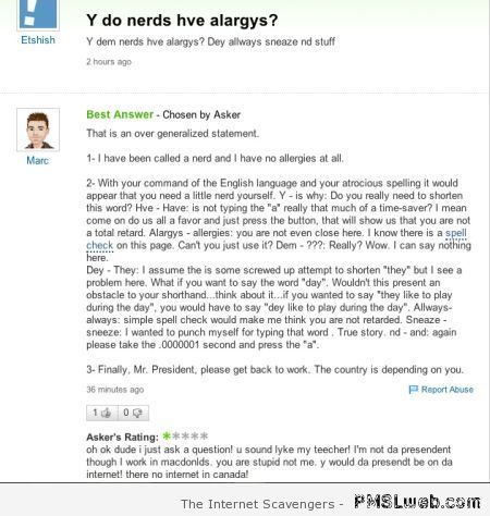 Why do nerds have allergies funny Yahoo at PMSLweb.com