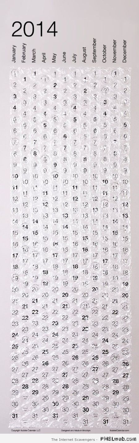 Bubble wrap calendar at PMSLweb.com