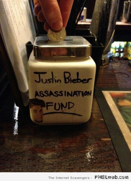 Justin Bieber assassination fund at PMSLweb.com