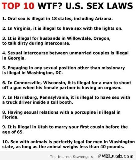 Top 10 WTF US sex laws at PMSLweb.com