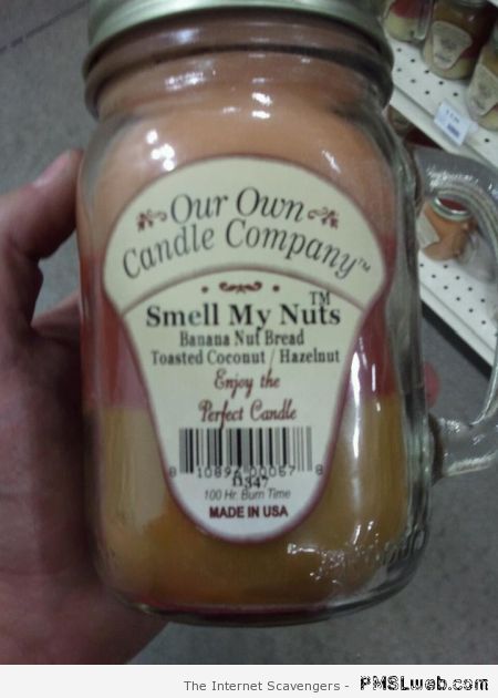 Smell my nuts candle at PMSLweb.com