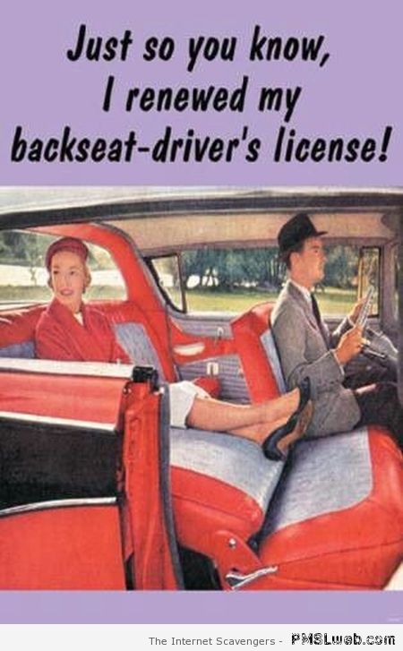 Backseat driver’s license – Hump day lolz at PMSlweb.com