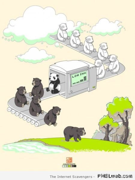 Panda bear low on ink funny at PMSLweb.com