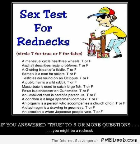 Sex test for rednecks – Demotivational pictures at PMSLweb.com