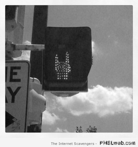 Rock sign crossing light – Rock music funnies at PMSLweb.com