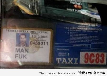 Funny taxi driver name at PMSLweb.com